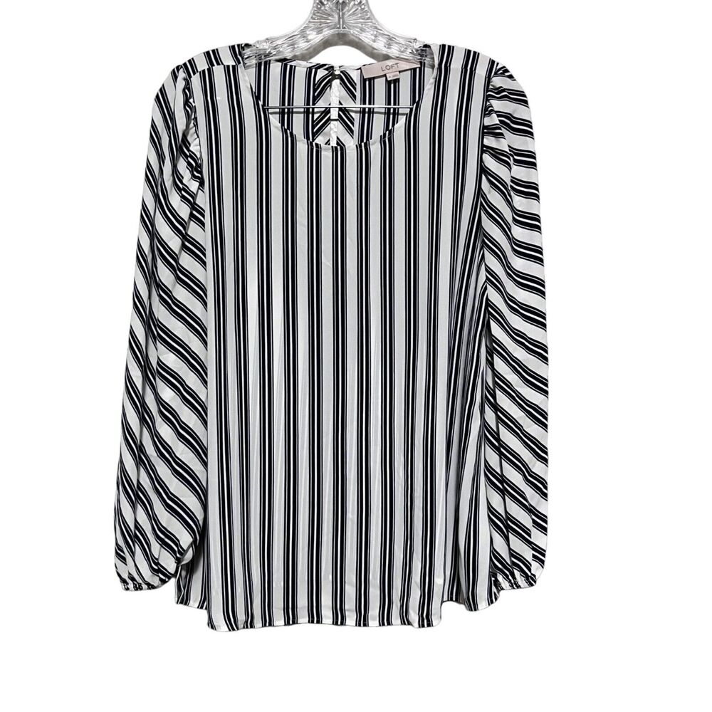 LOFT Long Sleeve Stripped Pullover Career Casual Blouse Top Size M